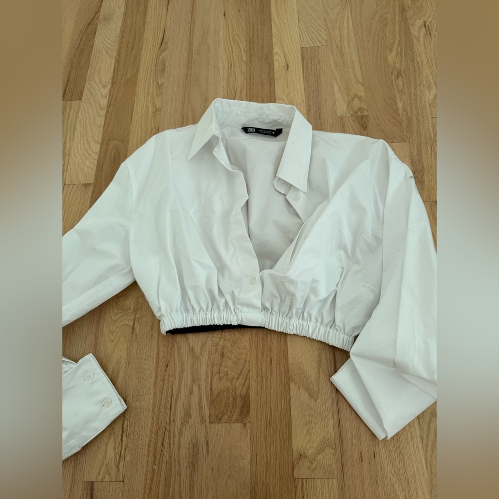 Zara cropped poplin top